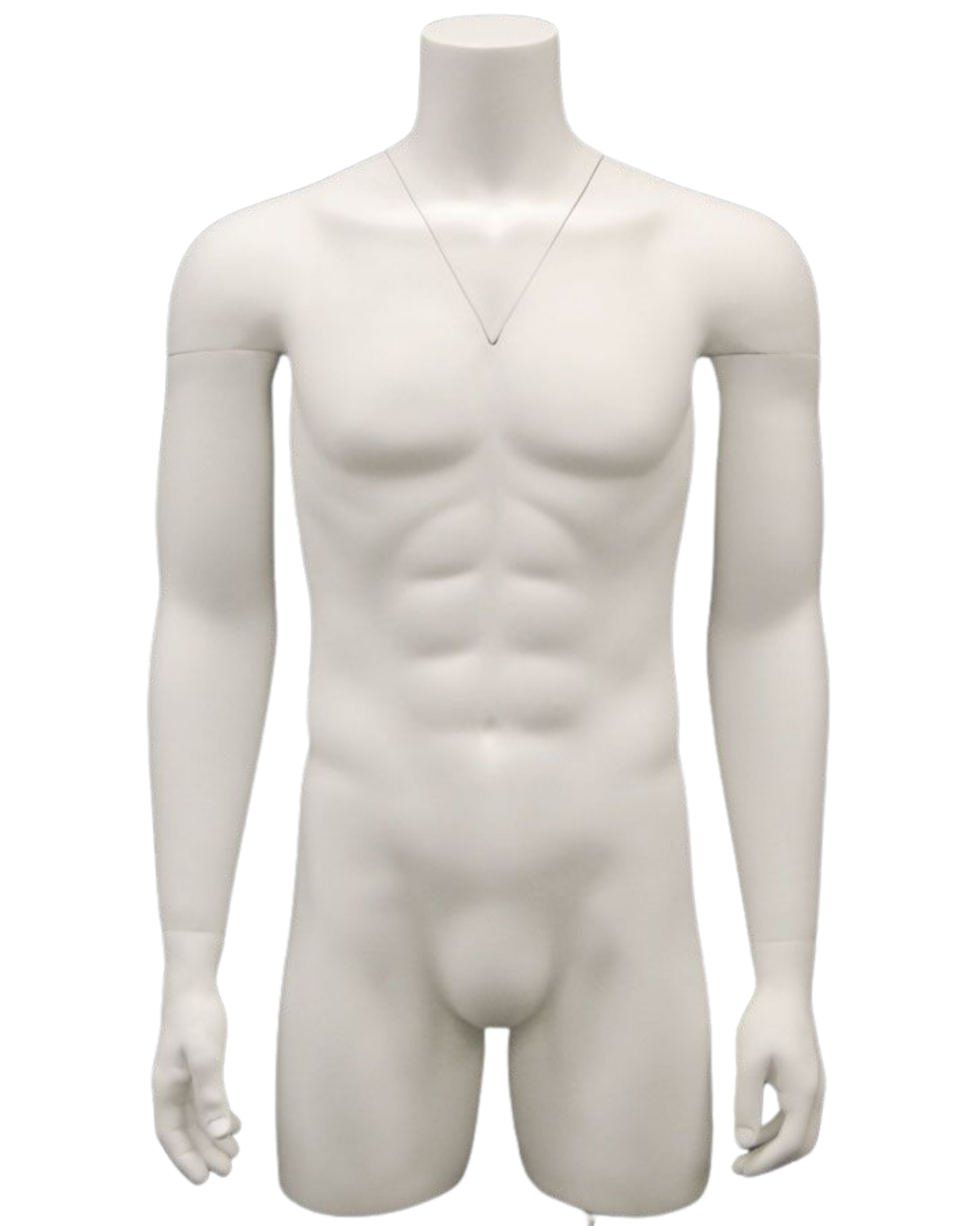 Ghost male 3/4 torso display form with removable neck and arm components for invisible mannequin photography
