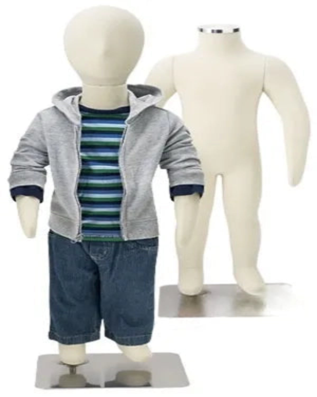 1-year old flexible child mannequin displaying infant apparel