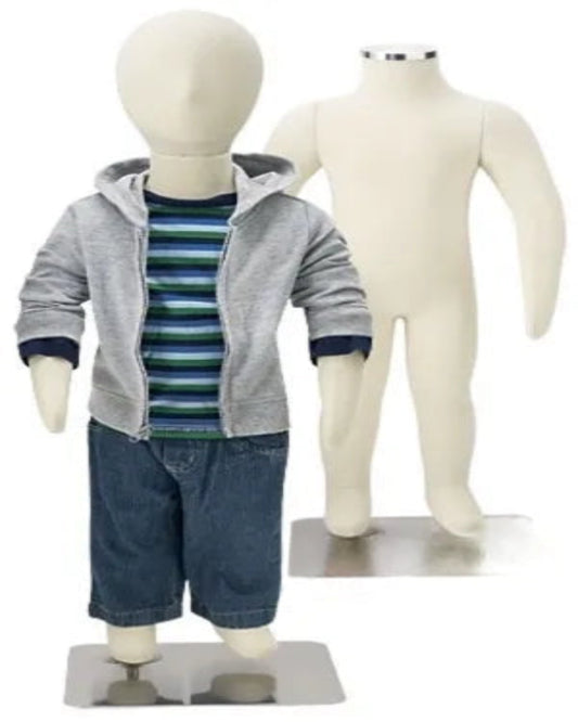 1-year old flexible child mannequin displaying infant apparel