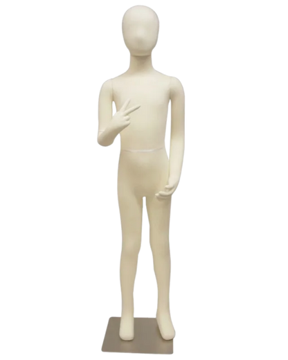 Flexible 10-year old child mannequin with jersey foam construction