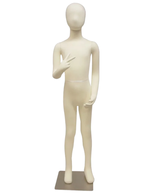 Flexible 10-year old child mannequin with jersey foam construction