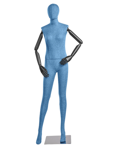 Female Fabric-Wrapped Mannequin with Articulating Arms – Multiple Poses & Finishes