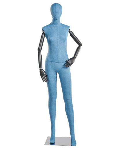 Female Fabric-Wrapped Mannequin with Articulating Arms – Multiple Poses & Finishes