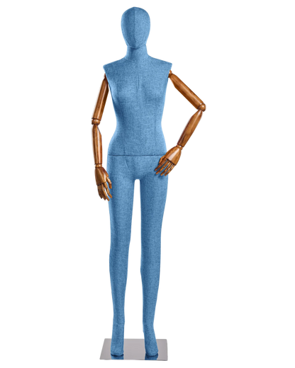 Female Fabric-Wrapped Mannequin with Articulating Arms – Multiple Poses & Finishes