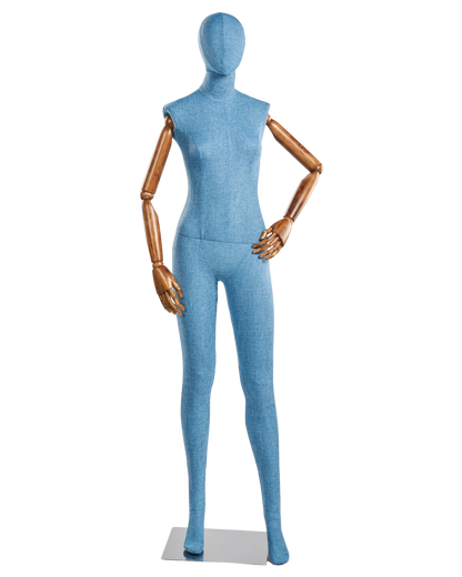 Female Fabric-Wrapped Mannequin with Articulating Arms – Multiple Poses & Finishes