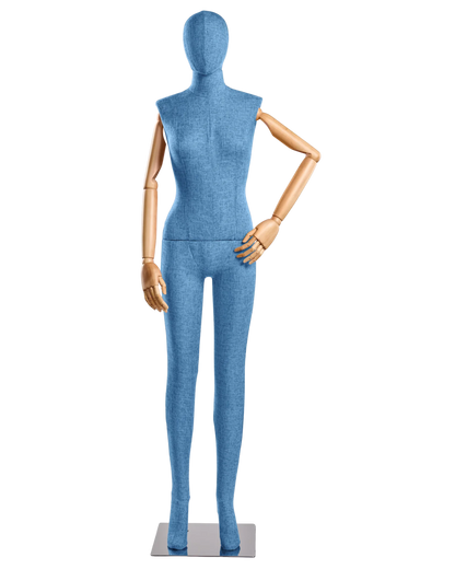 Female Fabric-Wrapped Mannequin with Articulating Arms – Multiple Poses & Finishes