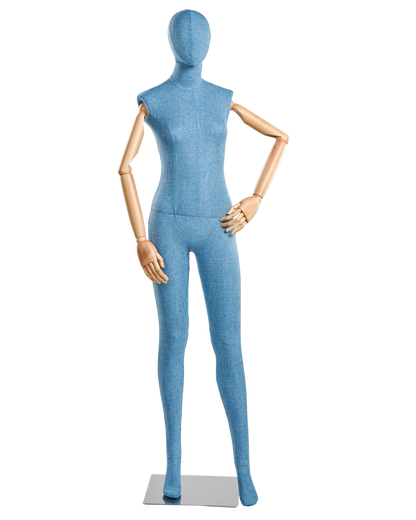 Female Fabric-Wrapped Mannequin with Articulating Arms – Multiple Poses & Finishes