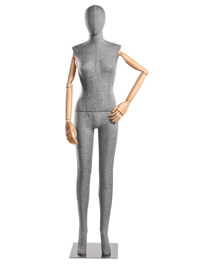 Female Fabric-Wrapped Mannequin with Articulating Arms – Multiple Poses & Finishes