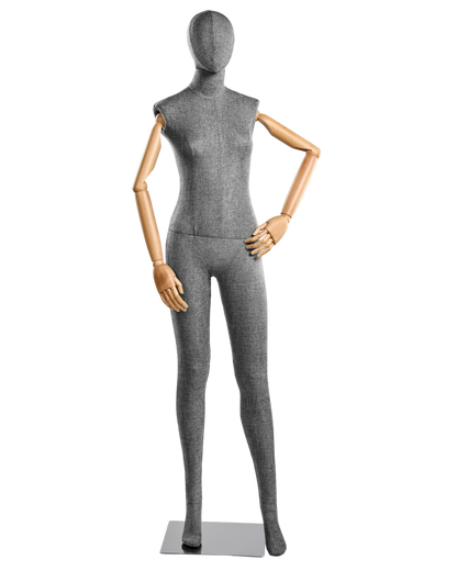 Female Fabric-Wrapped Mannequin with Articulating Arms – Multiple Poses & Finishes