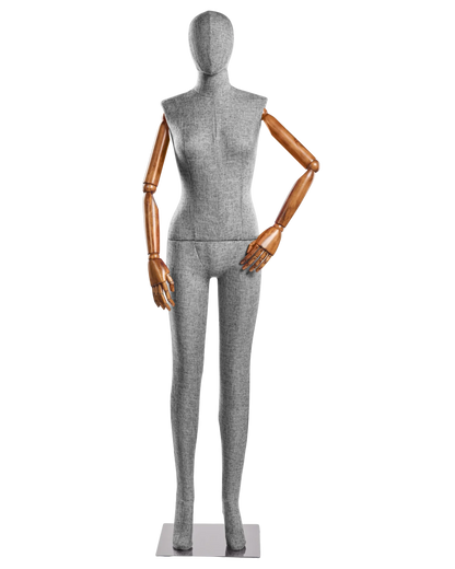 Female Fabric-Wrapped Mannequin with Articulating Arms – Multiple Poses & Finishes