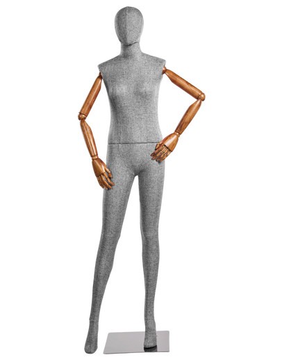 Female Fabric-Wrapped Mannequin with Articulating Arms – Multiple Poses & Finishes