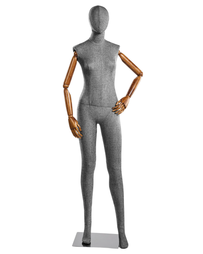 Female Fabric-Wrapped Mannequin with Articulating Arms – Multiple Poses & Finishes