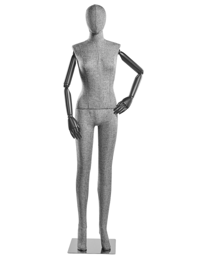 Female Fabric-Wrapped Mannequin with Articulating Arms – Multiple Poses & Finishes
