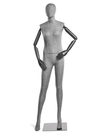 Female Fabric-Wrapped Mannequin with Articulating Arms – Multiple Poses & Finishes