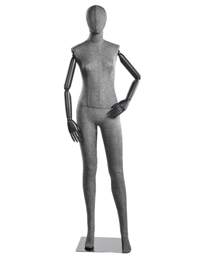Female Fabric-Wrapped Mannequin with Articulating Arms – Multiple Poses & Finishes