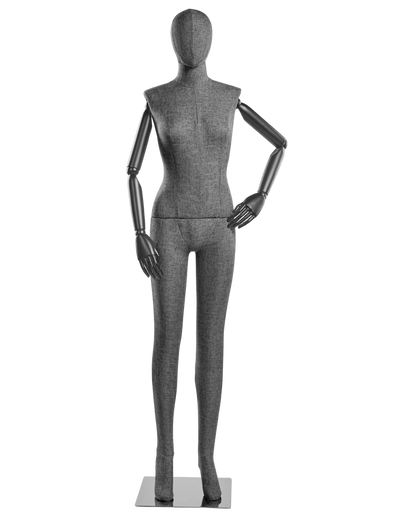 Female Fabric-Wrapped Mannequin with Articulating Arms – Multiple Poses & Finishes