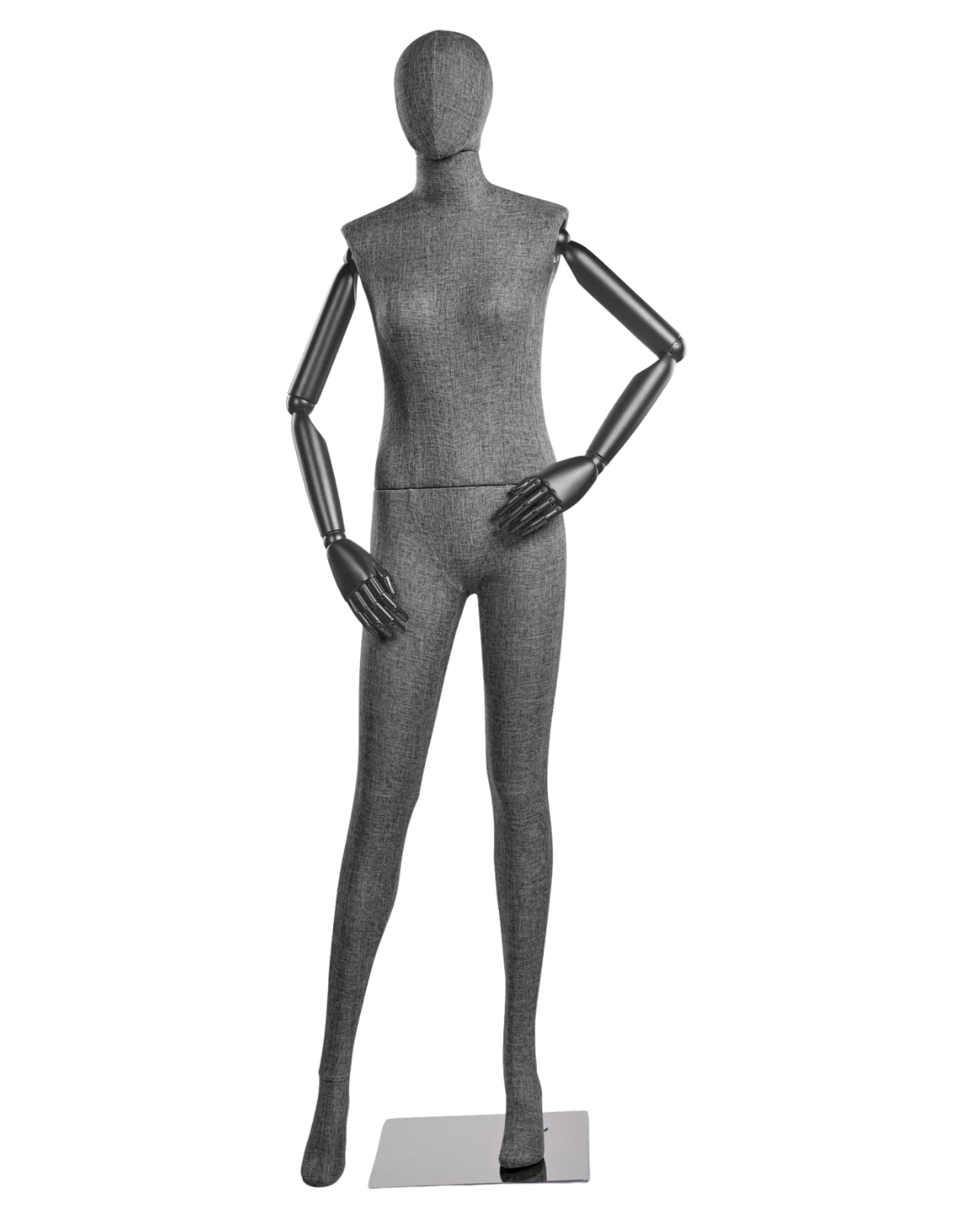 Female Fabric-Wrapped Mannequin with Articulating Arms – Multiple Poses & Finishes