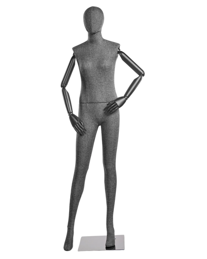 Female Fabric-Wrapped Mannequin with Articulating Arms – Multiple Poses & Finishes
