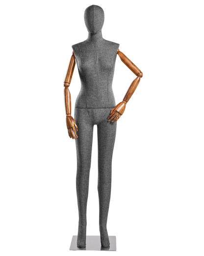 Female Fabric-Wrapped Mannequin with Articulating Arms – Multiple Poses & Finishes