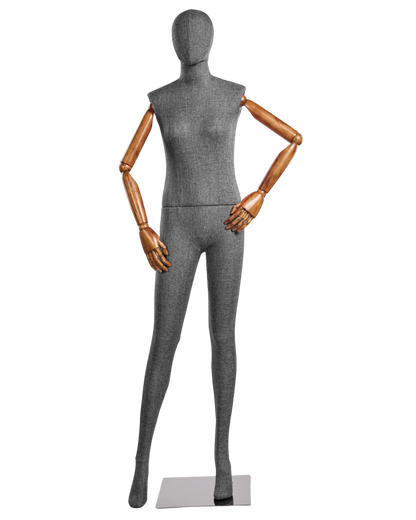 Female Fabric-Wrapped Mannequin with Articulating Arms – Multiple Poses & Finishes