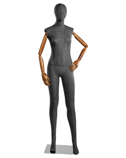 Female Fabric-Wrapped Mannequin with Articulating Arms – Multiple Poses & Finishes