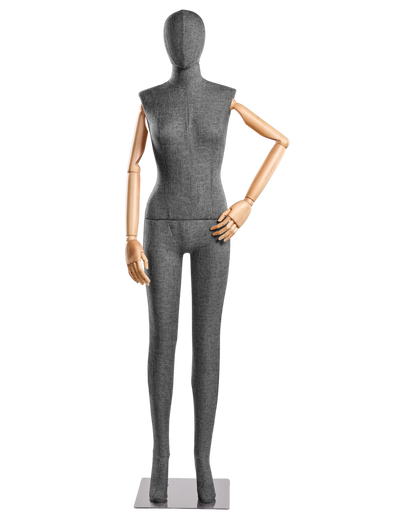 Female Fabric-Wrapped Mannequin with Articulating Arms – Multiple Poses & Finishes