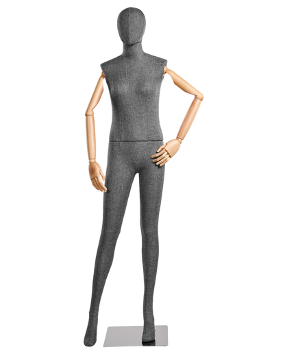 Female Fabric-Wrapped Mannequin with Articulating Arms – Multiple Poses & Finishes