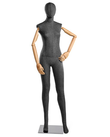Female Fabric-Wrapped Mannequin with Articulating Arms – Multiple Poses & Finishes