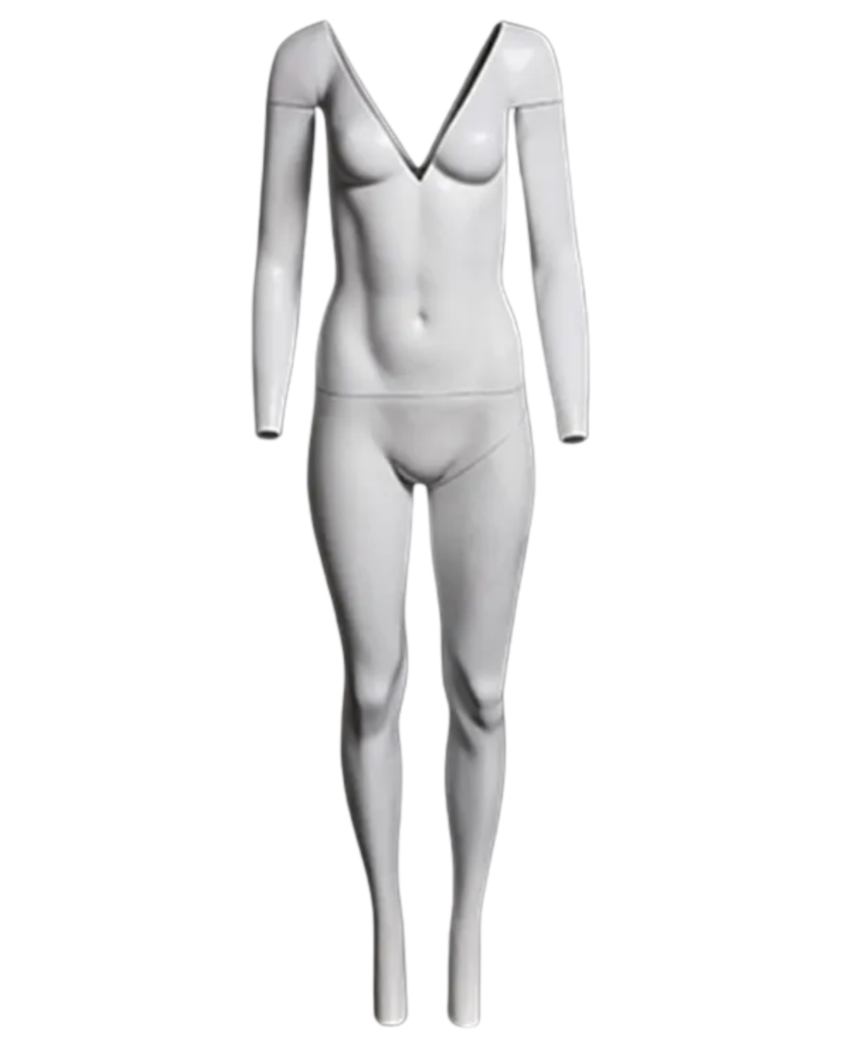 Ghost female mannequin showing removable neck section for invisible mannequin photography