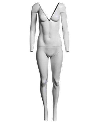 Ghost female mannequin showing removable neck section for invisible mannequin photography