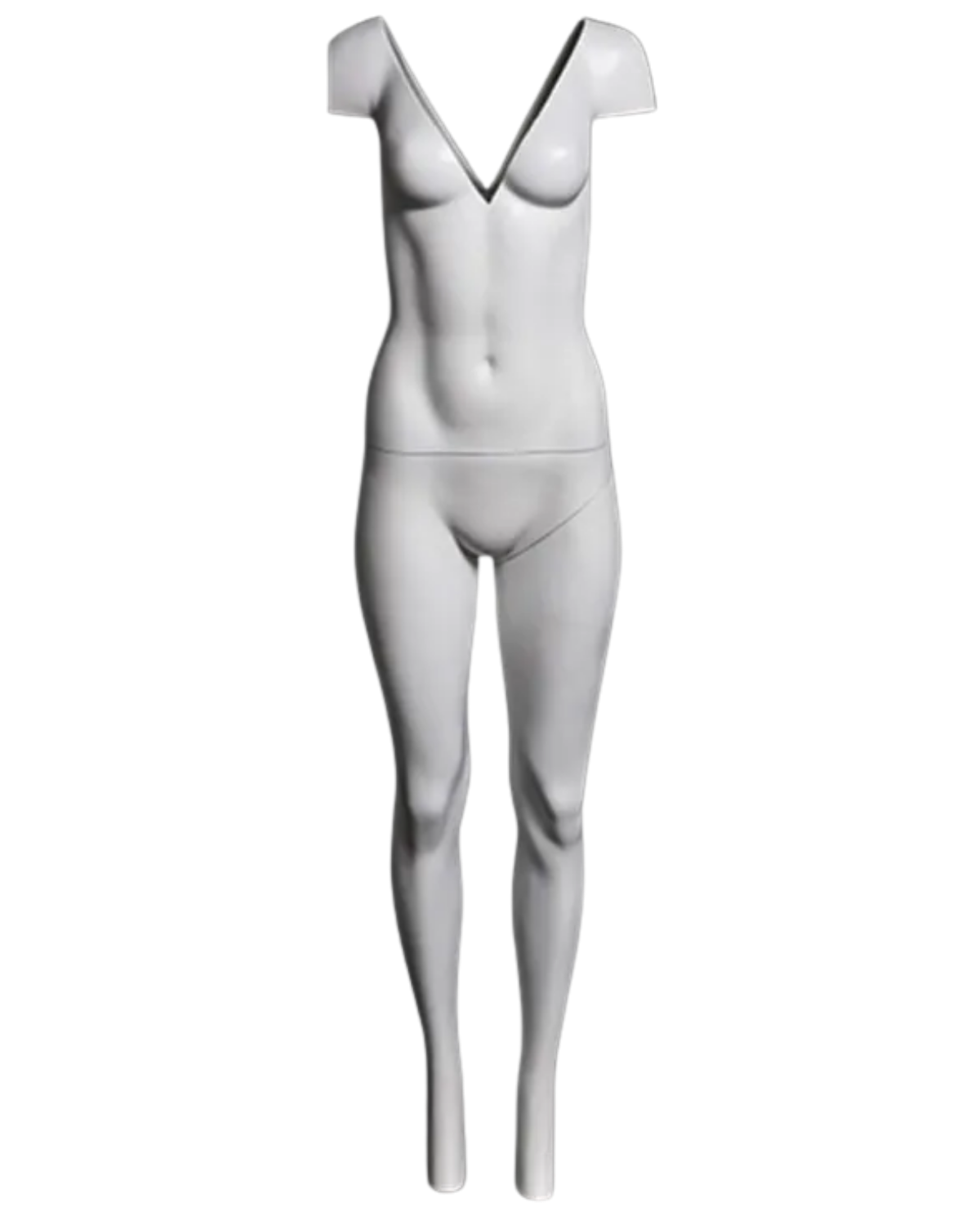 Ghost female mannequin with detachable magnetic neck and shoulder components removed