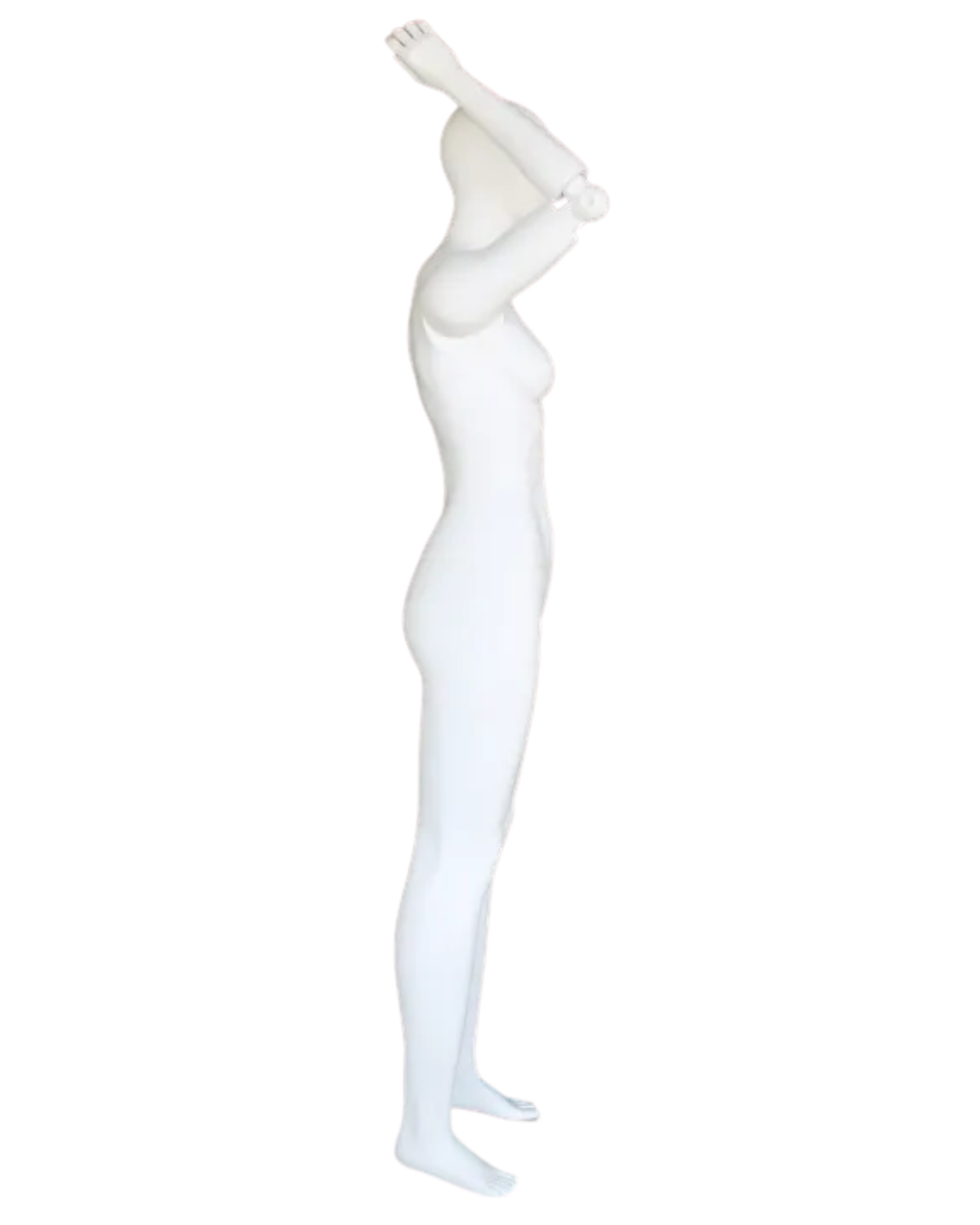 Abstract matte white female mannequin with adjustable arms, posable egghead mannequin for display by NYC.