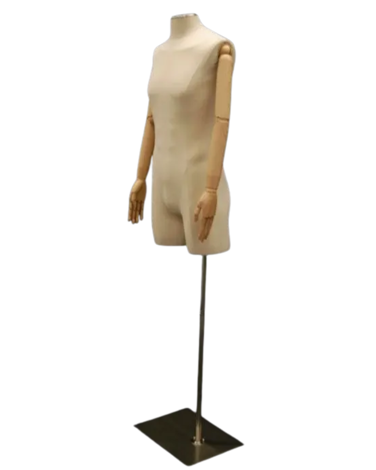 beige linen display dress form male side view