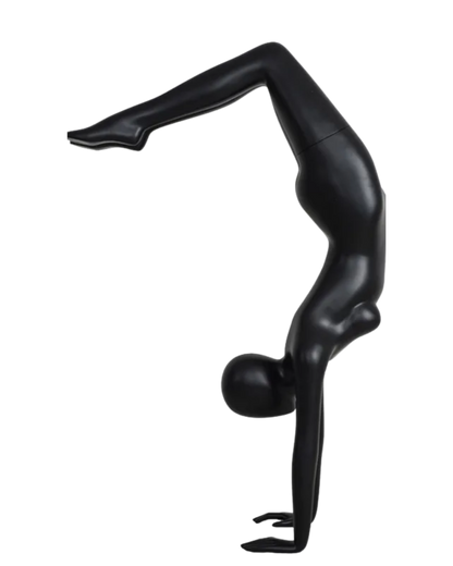 Matte Black Fiberglass Mannequin handstand pose side view