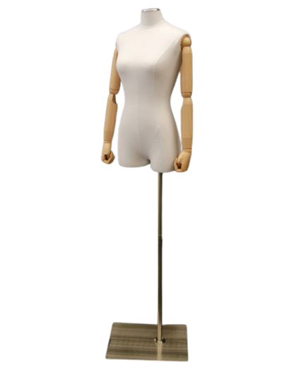 Female Dress form white linen on stand