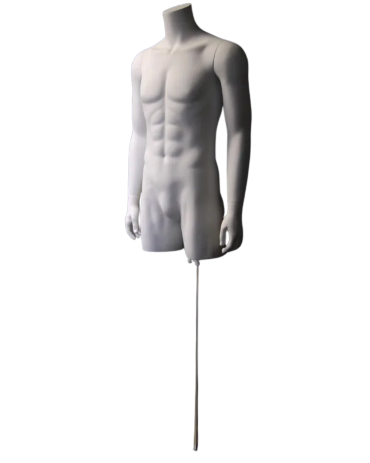 Ghost male display form with detachable arms and support rod for e-commerce product photography