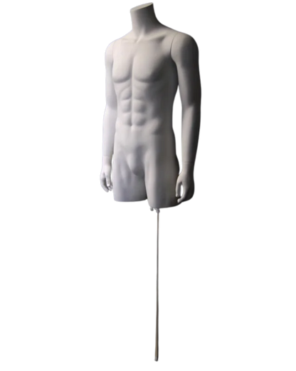 Ghost male display form with detachable arms and support rod for e-commerce product photography