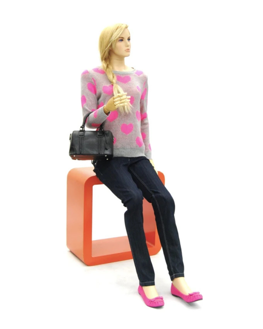 Tea Posable Female Mannequin – Realistic Fiberglass Flesh Tone Articulated Display