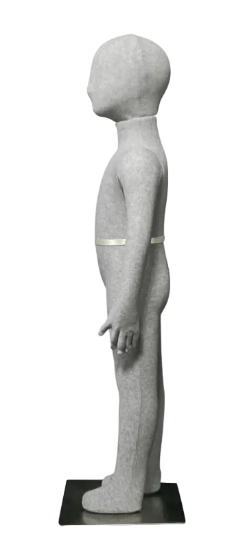 3' 2" bendable child mannequin, grey, side view