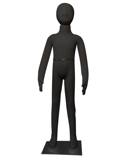 3' 8" bendable child mannequin, black, front view