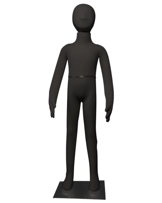 3' 8" bendable child mannequin, black, front view