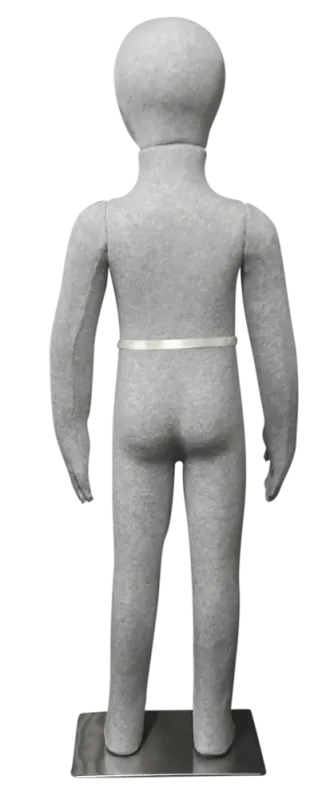 3' 8" bendable child mannequin, grey, rear view