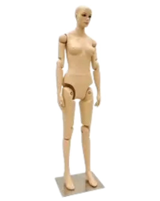 Posable Female Mannequin – Fiberglass Realistic Flesh Tone Articulated Display