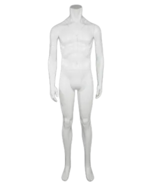 Matte white male full body ghost mannequin for invisible apparel photography
