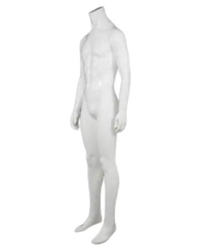 angle view of matte white ghost mannequin full body 