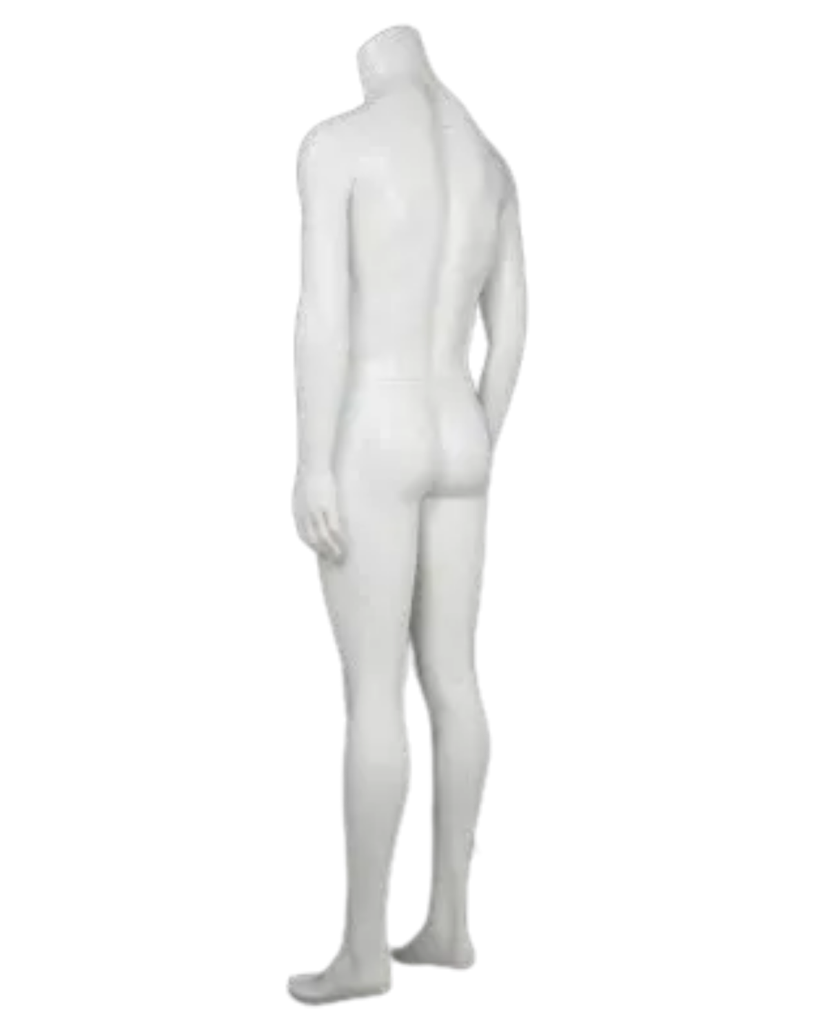 Rear view of matte white male ghost mannequin for e-commerce photography