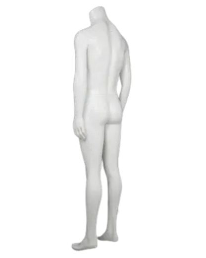 Rear view of matte white male ghost mannequin for e-commerce photography