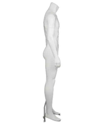 side view removable components of male ghost mannequin with magnetic fittings