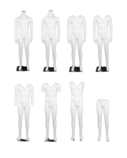 Multi-view of matte white fiberglass ghost/invisible mannequin
