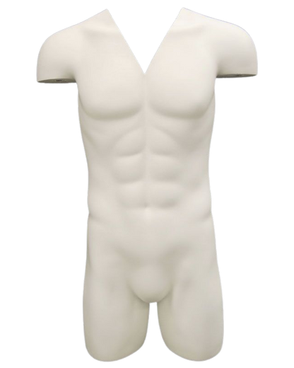 Ghost male 3/4 torso display form with detachable arms for apparel photography and product imaging